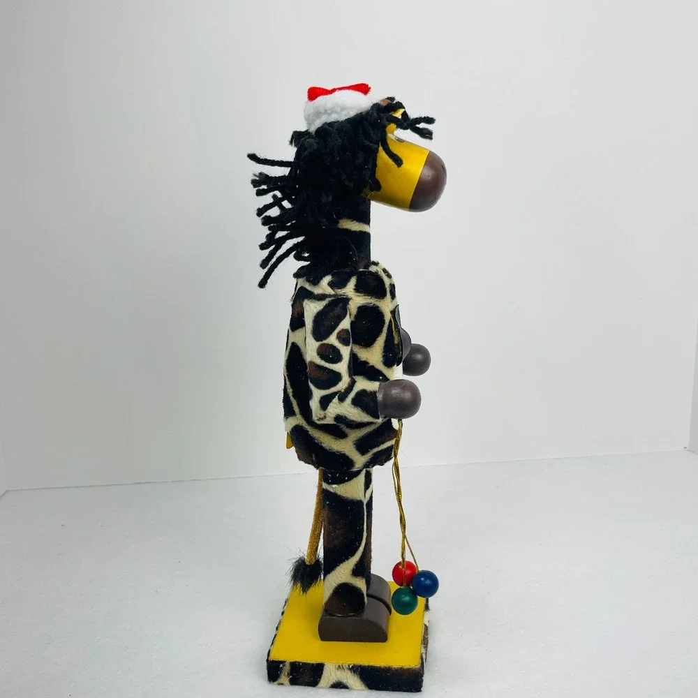 Giraffe Christmas Nutcracker Safari Animal Print Santa Hat 12 Inch Decor